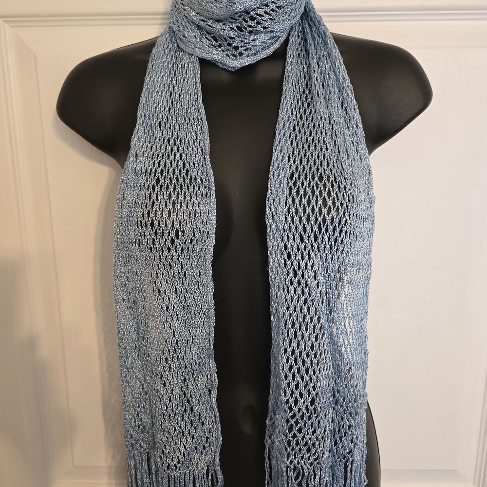 Light Blue Knit Scarf New No Tag 70 Inches Beautiful